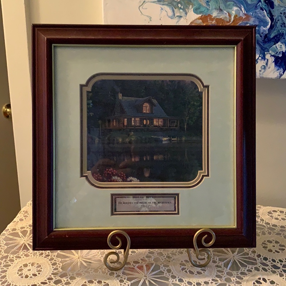“He blesses the house of the righteous” framed 15 x 15 not signed